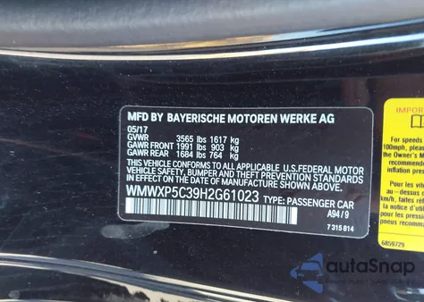 2017 Mini Hardtop Cooper from USA, damaged, VIN WMWXP5C39H2G61023